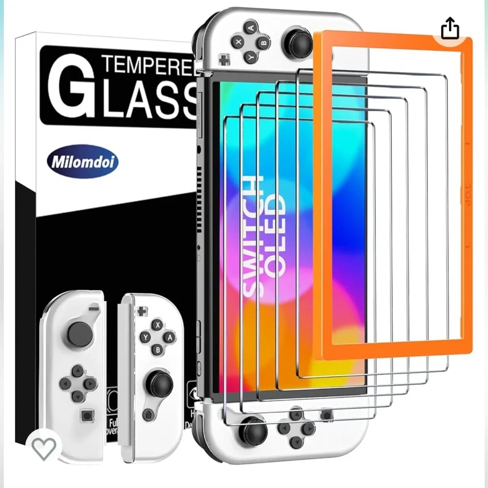 5 Pack Tempered Glass Screen Protector for Nintendo Switch 2 Joy Con Soft Case
